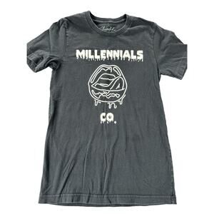 Millennials Co Black Graphic Short Sleeve T-Shirt Men's Size Small